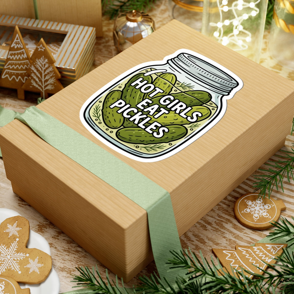 Hot Girls Eat Pickles Sticker - Funny Pickle Jar Quote Meme Vinyl Decal 3" 4" 6" Inch