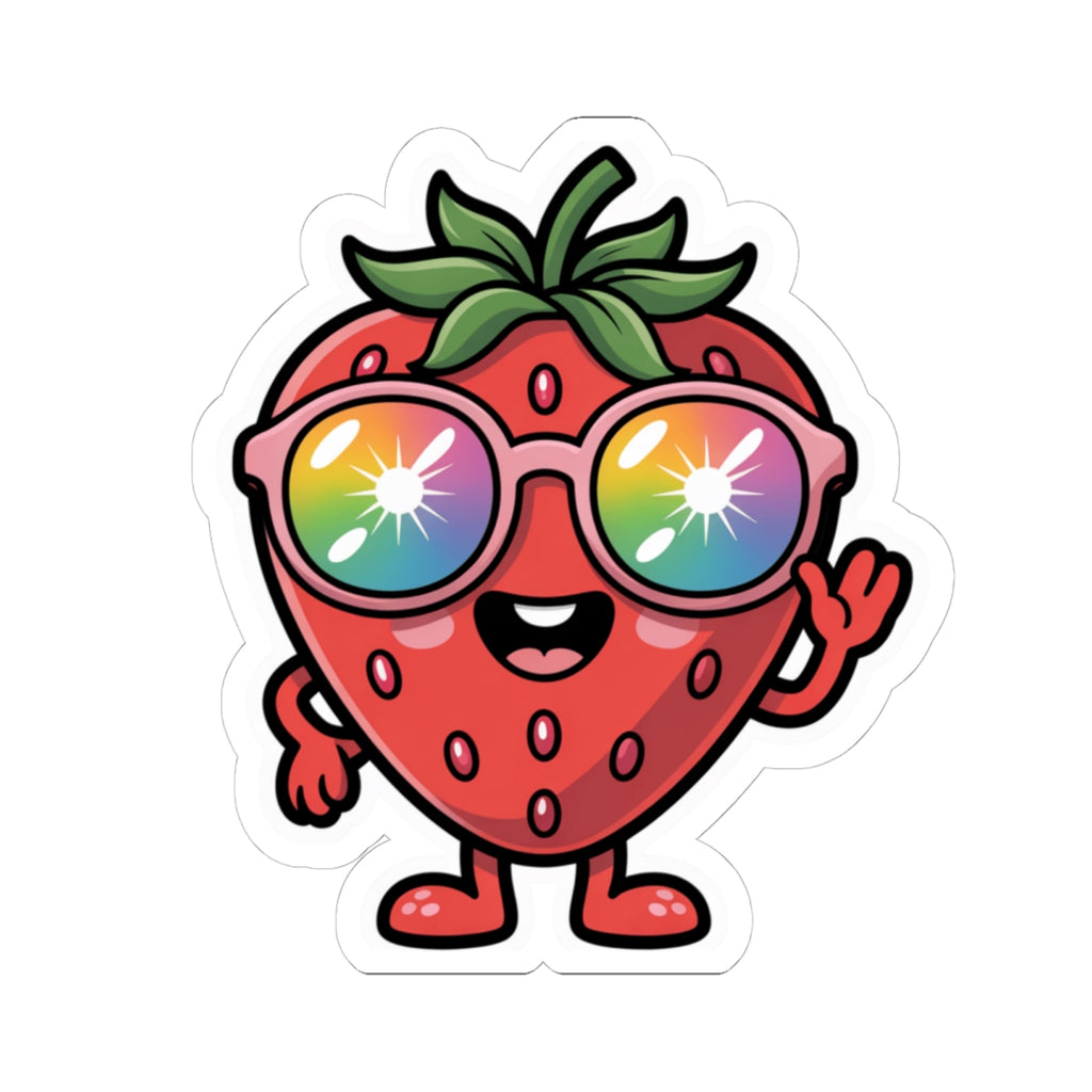 Kawaii Strawberry Rainbow Sunglasses Sticker - Cute Aesthetic Fruit Vinyl Decal