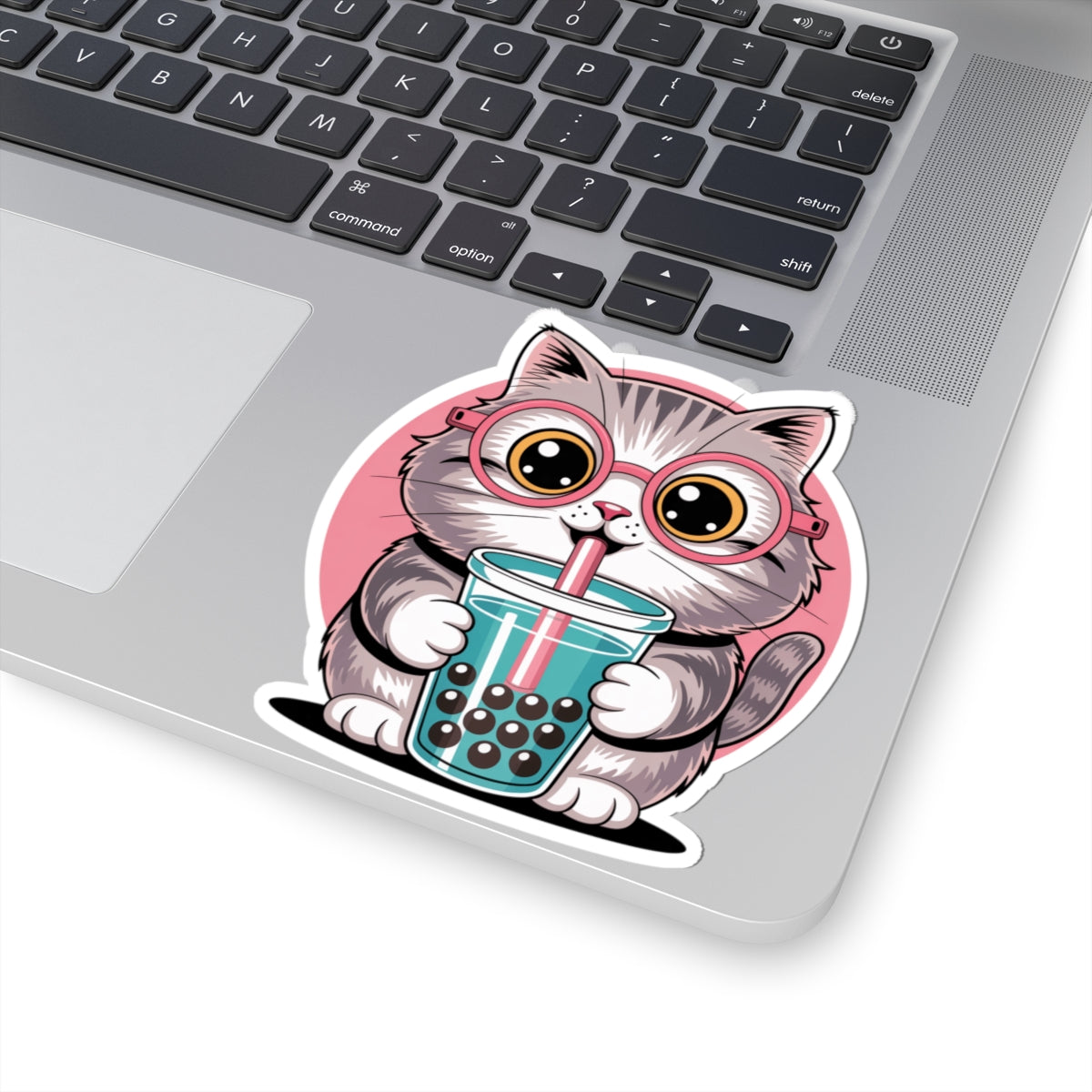 Kawaii Cat Bubble Tea Sticker Cute Animal Iced Coffee Glasses Vinyl Decal