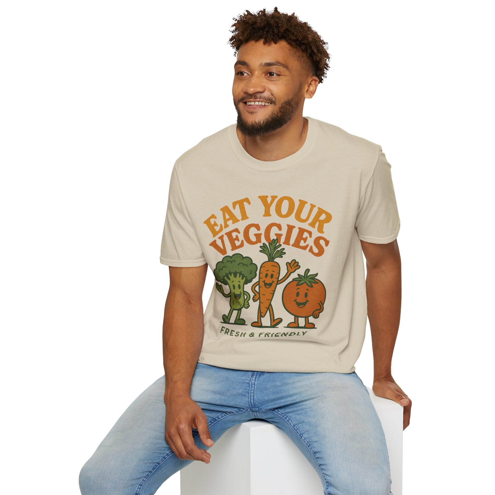 Retro Eat Your Veggies T-Shirt - Vintage Retro Vegan Vegetarian Tee