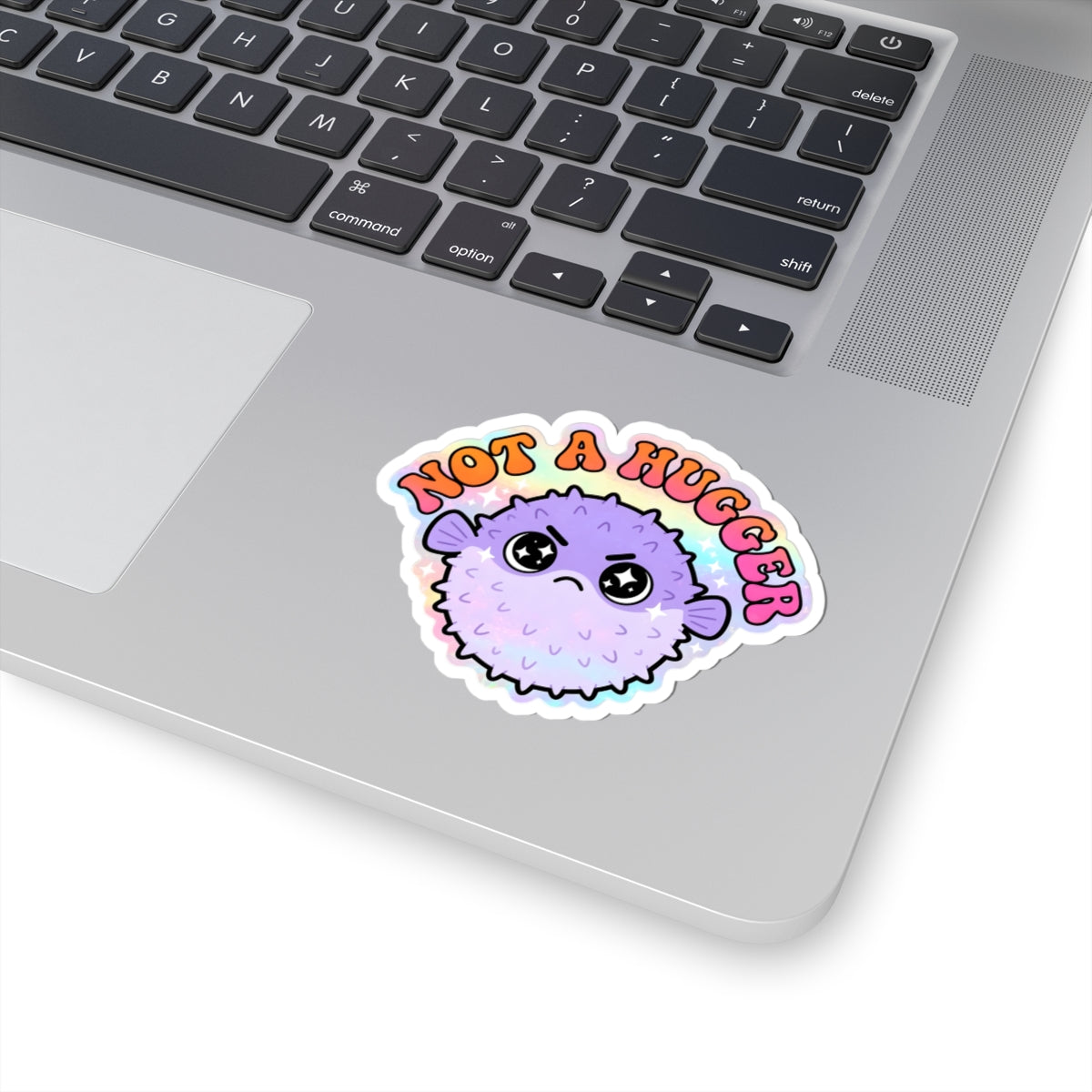 Not A Hugger Pufferfish Sticker – Cute Pastel Kawaii Puffer Fish Vinyl Decal 3" 4" 6" Inch