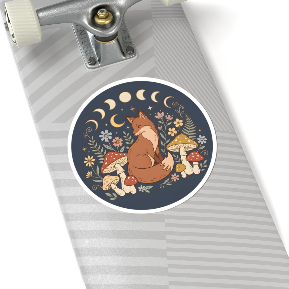 Boho Celestial Fox Moon Phase Stickers - Cottagecore Woodland Mushroom Vinyl Decal 3" 4" 6" Inch