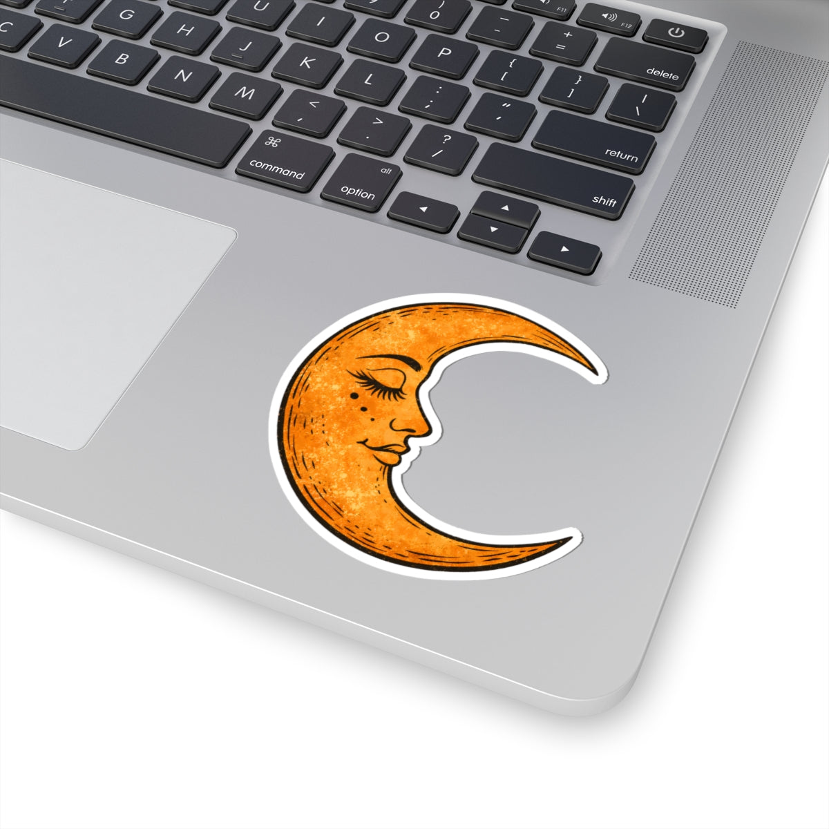 Vintage Celestial Crescent Moon Face Sticker - Boho Lunar Goddess Art Vinyl Decal 3" 4" 6" Inch