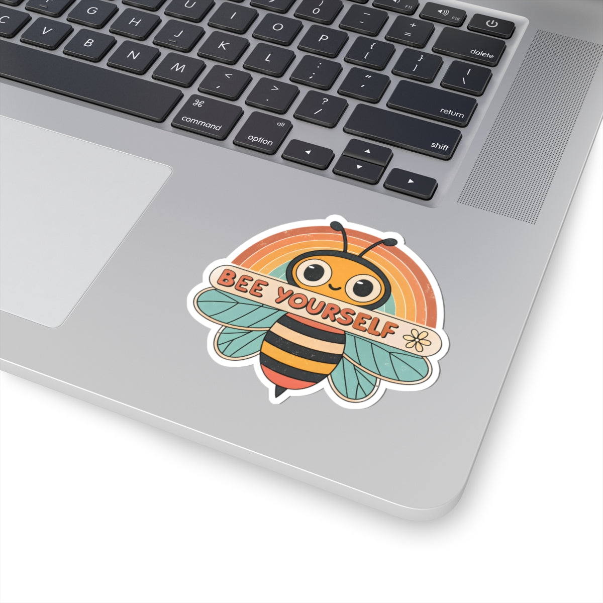 Cute Bee Yourself Rainbow Sticker | Positive Inspirational Quote Vinyl Decal