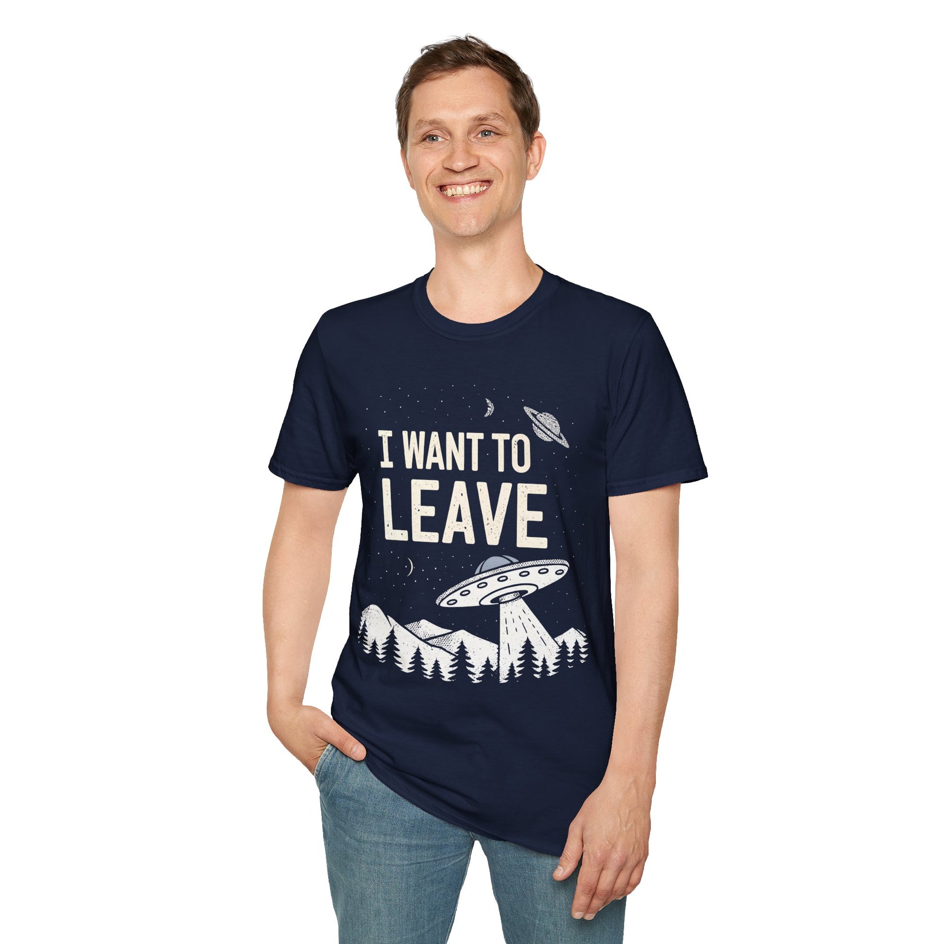 I Want To Leave UFO Alien T-Shirt | Extraterrestrial Retro Graphic Tee