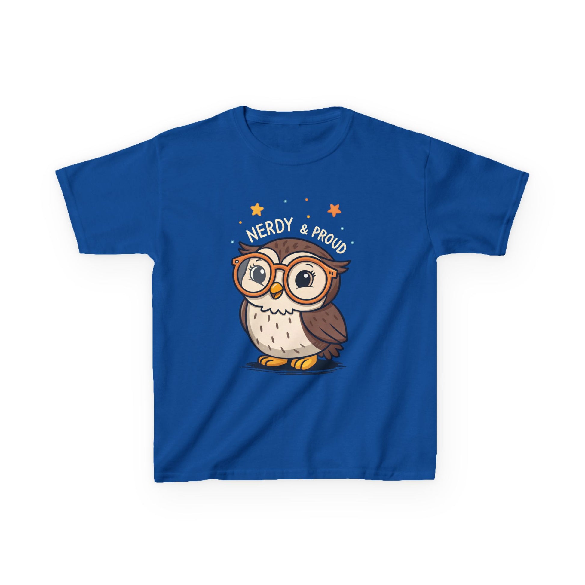 Kids T-Shirt Owl Nerdy & Proud Graphic Tee | Cute Bookworm Reading Youth Top