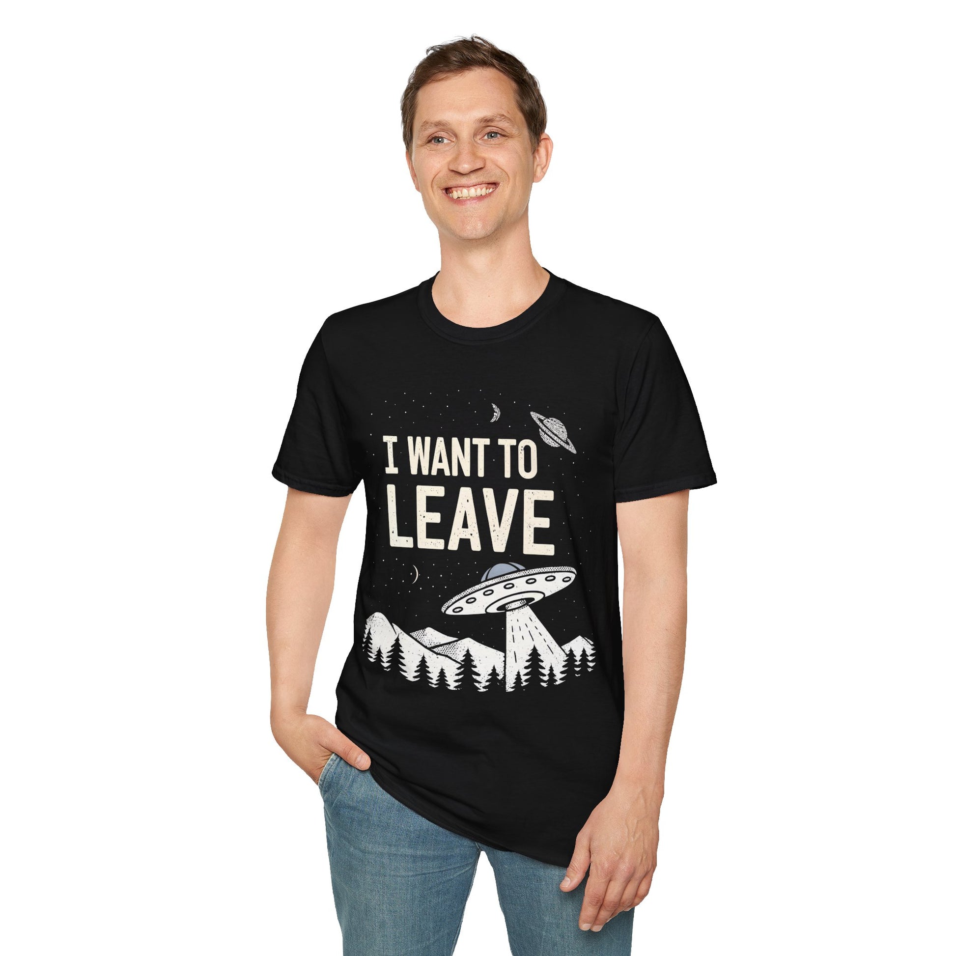 I Want To Leave UFO Alien T-Shirt | Extraterrestrial Retro Graphic Tee
