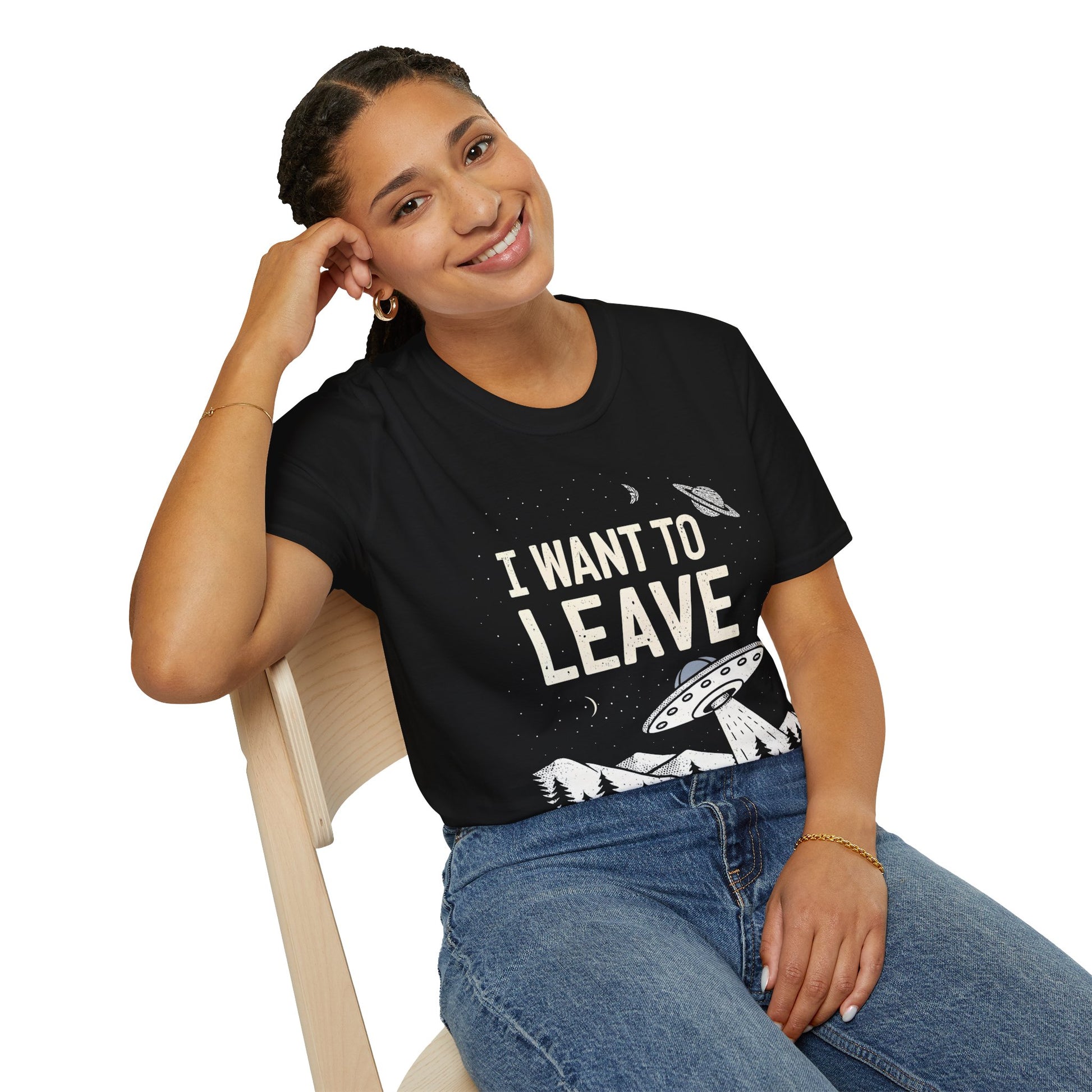 I Want To Leave UFO Alien T-Shirt | Extraterrestrial Retro Graphic Tee