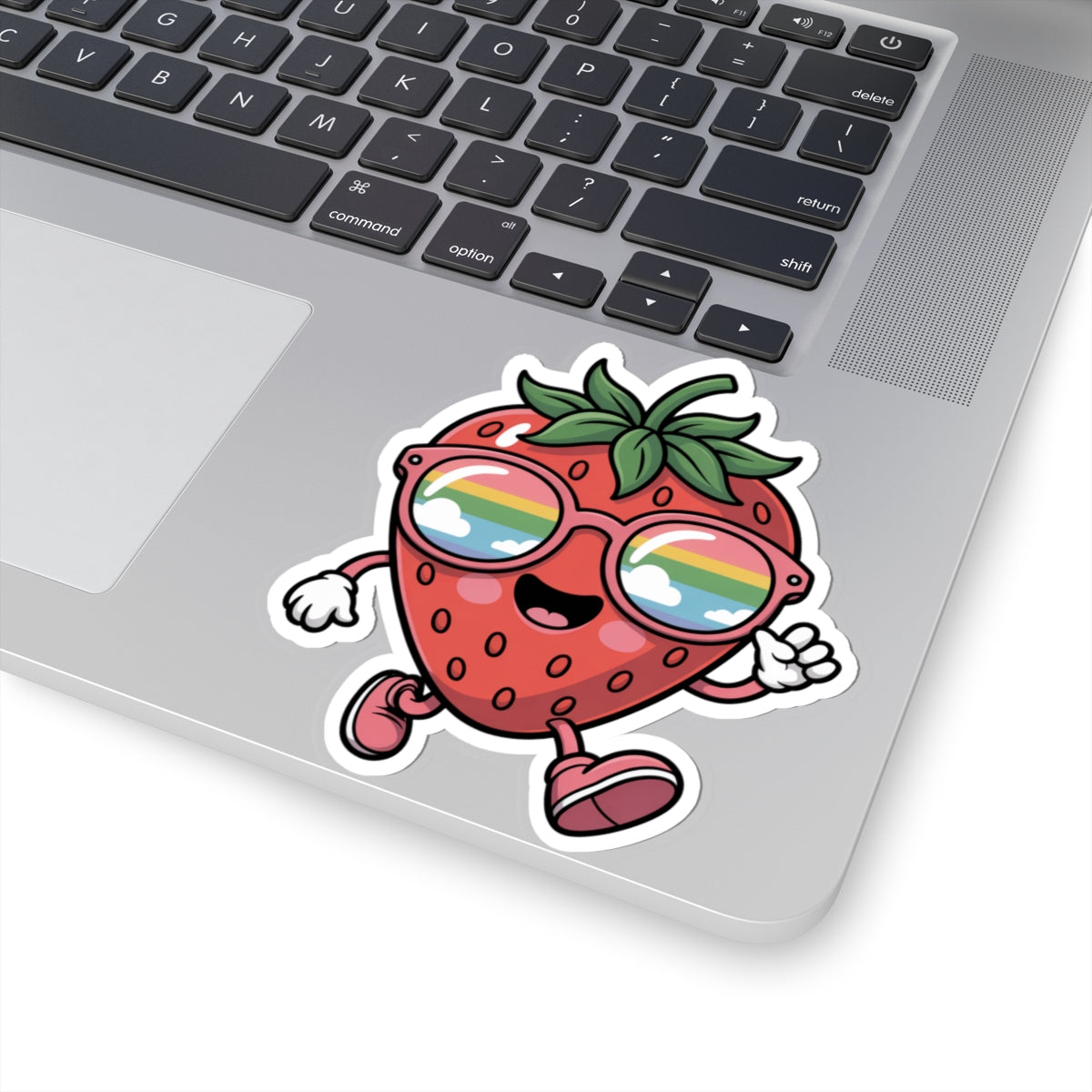 Kawaii Strawberry Sunglasses Sticker - Cute Y2K Fruit Character Vinyl Decal
