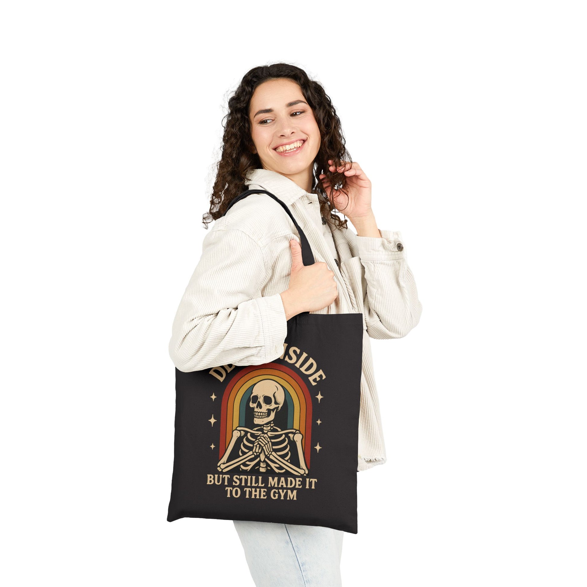 Funny Skeleton Tote Bag - Dead Inside But Still Made It To The Gym