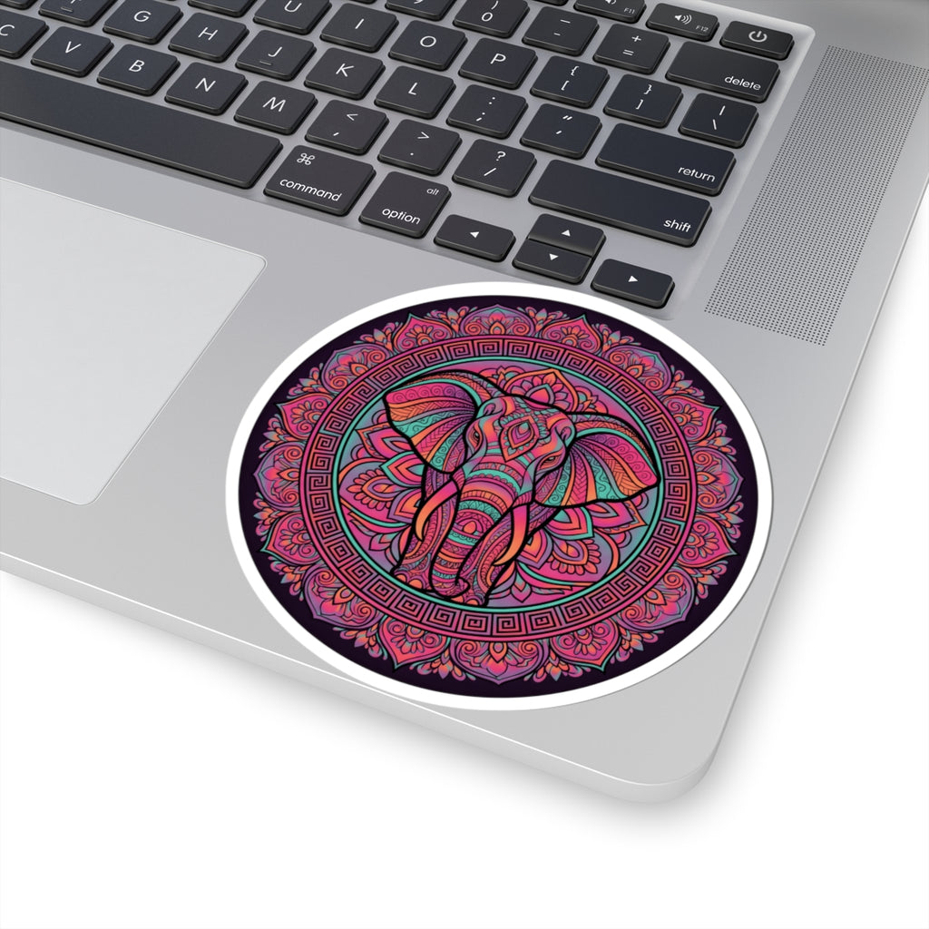 Large Pink Purple Elephant Mandala Sticker - Boho Floral Tribal Yoga Art Vinyl Decal 3" 4" 6" Inch