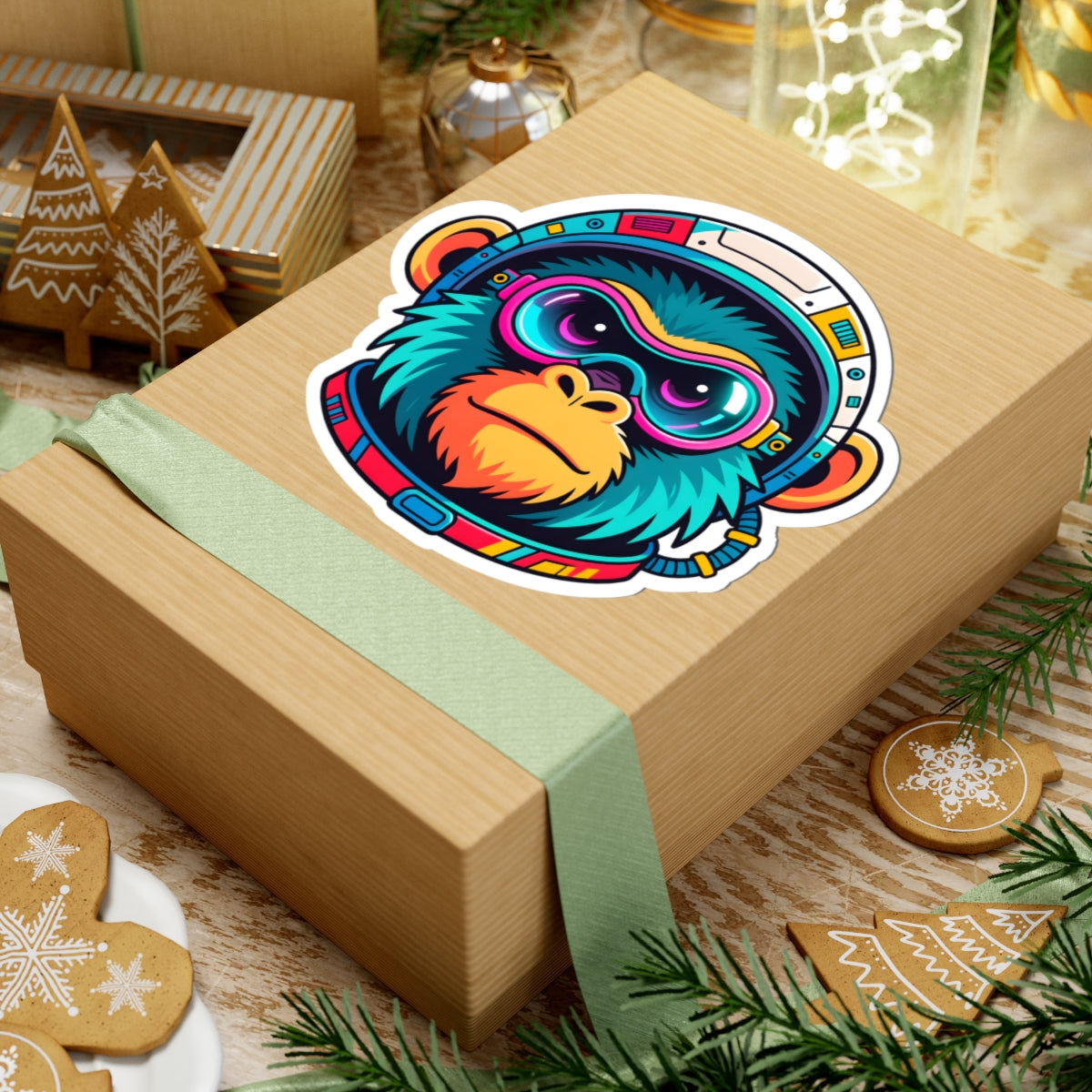 Sci-Fi Astronaut Monkey Sticker - Colorful Space Ape Vinyl Decal 3" 4" 6" Inch