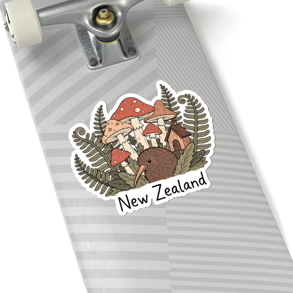 New Zealand Kiwi Bird Sticker - Cute NZ Nature Mushroom Fern Forest Vinyl Decal 3" 4" 6" Inch