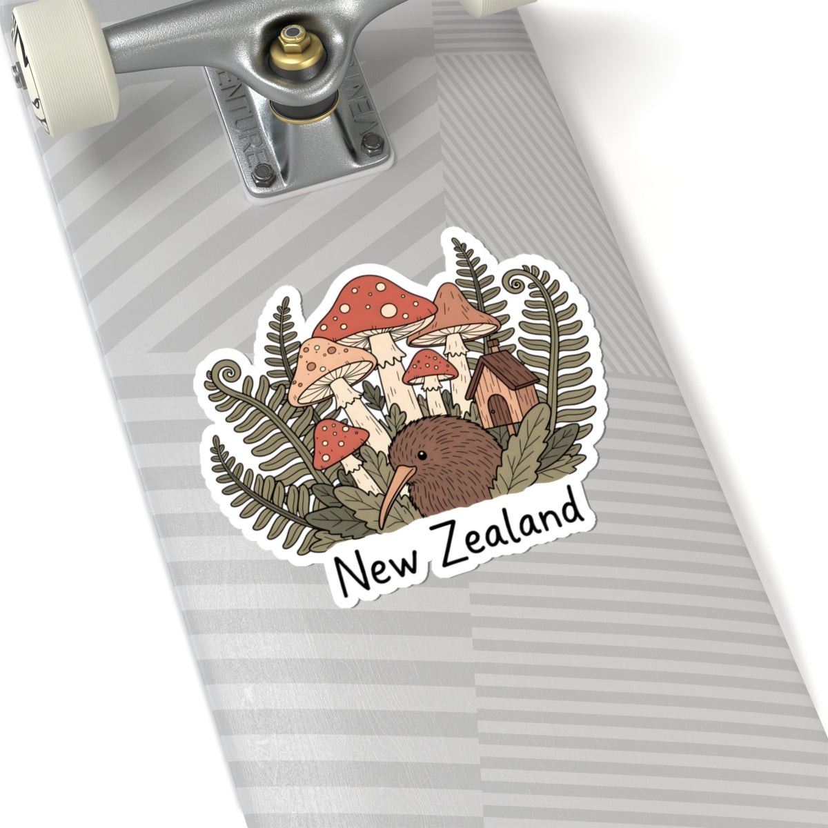 New Zealand Kiwi Bird Sticker - Cute NZ Nature Mushroom Fern Forest Vinyl Decal 3" 4" 6" Inch