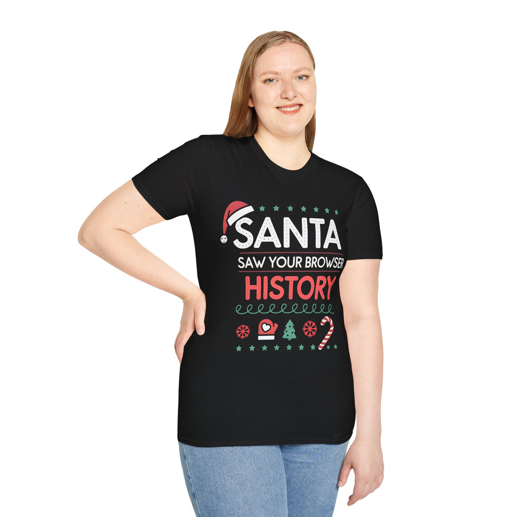 Funny Christmas Graphic Tee - Santa Saw Your Browser History T-Shirt