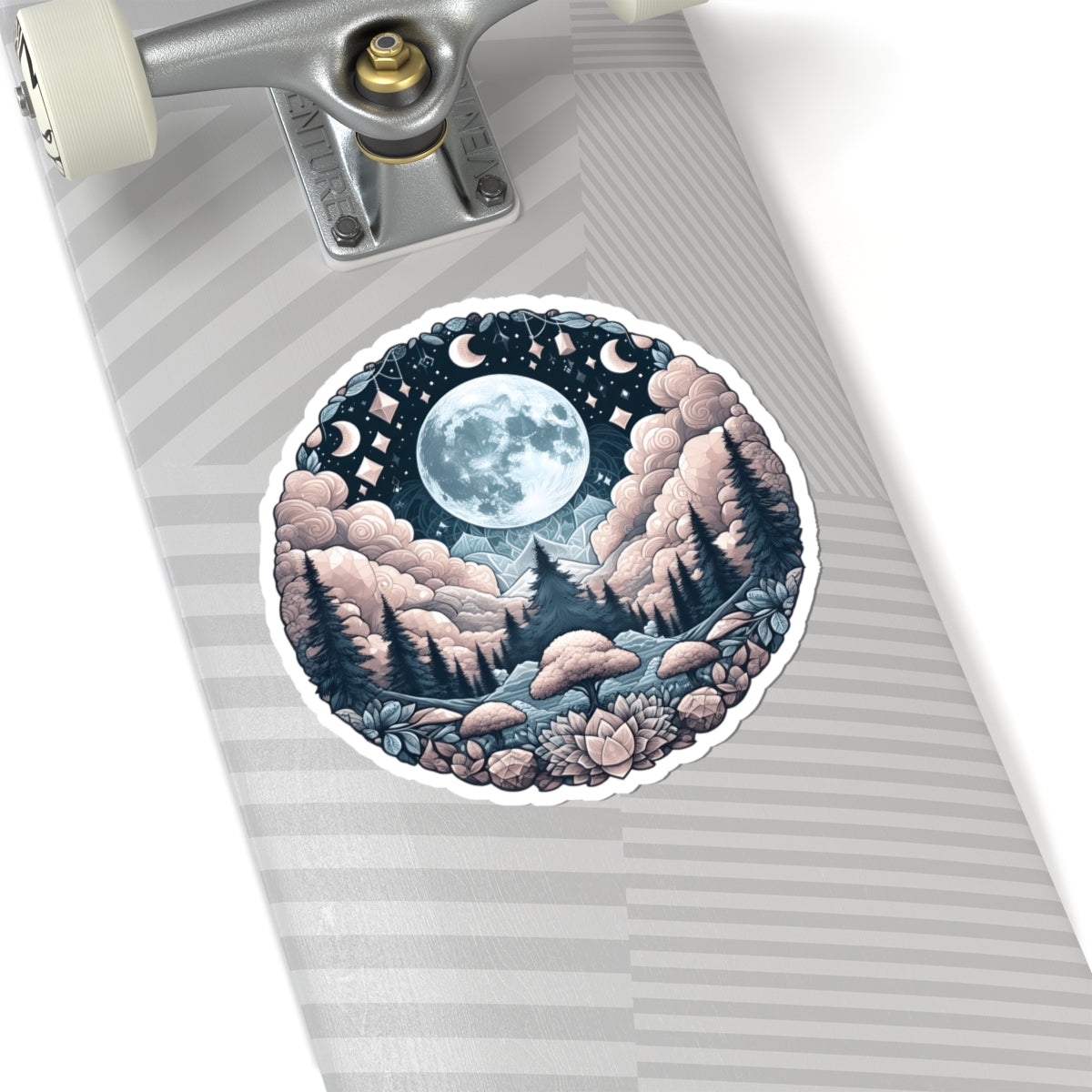 Celestial Moon Forest Art Sticker - Night Sky Mountain Landscape Vinyl Decal 3" 4" 6" Inch