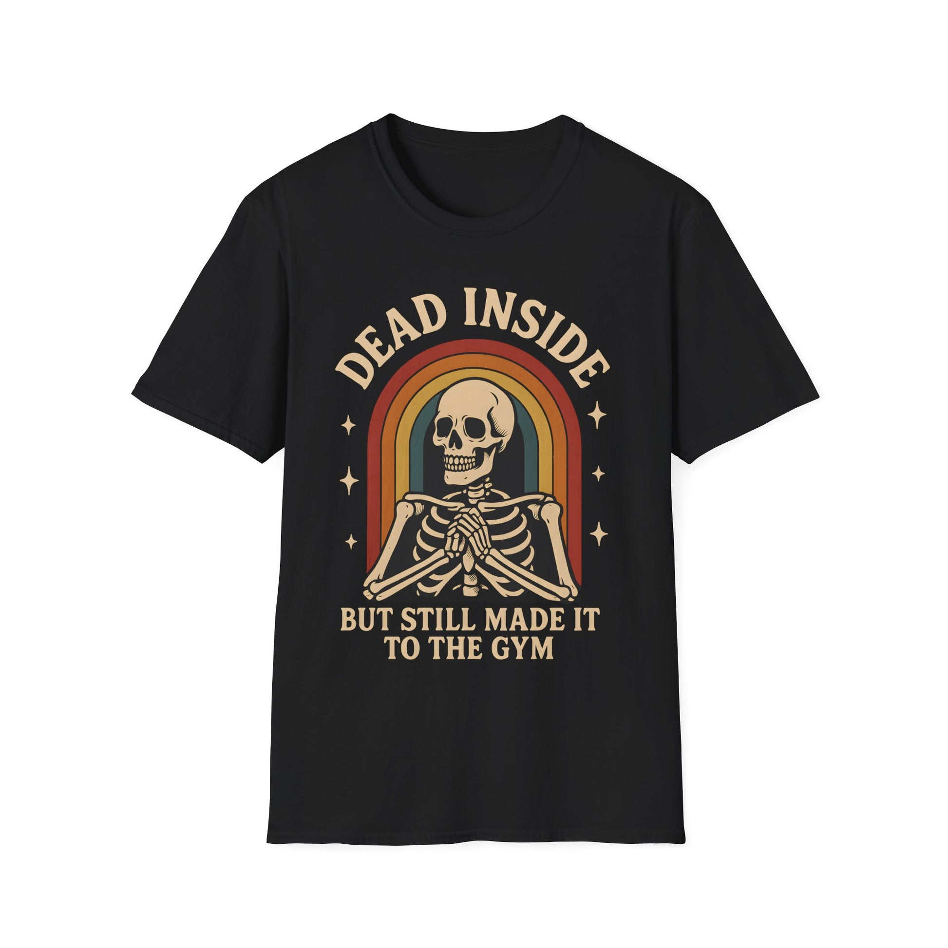 Dead Inside Skeleton T-Shirt - Funny Sarcastic Gym Tee Vintage Retro Workout