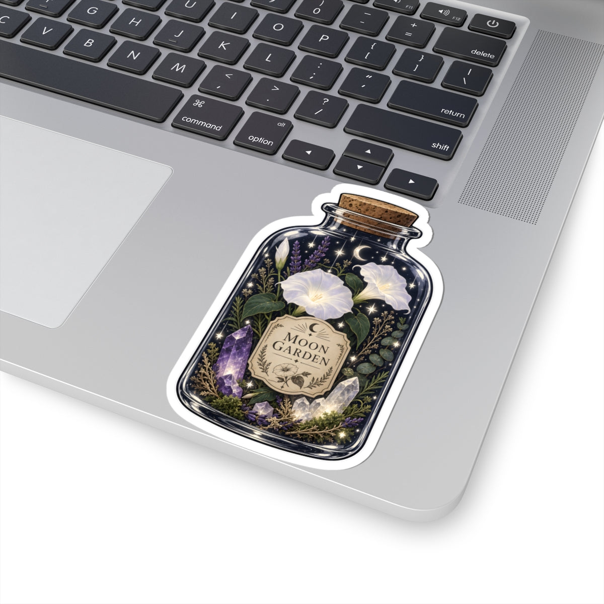 Celestial Moon Garden Sticker - Witchy Botanical Potion Bottle Vinyl Decal 3" 4" 6" Inch