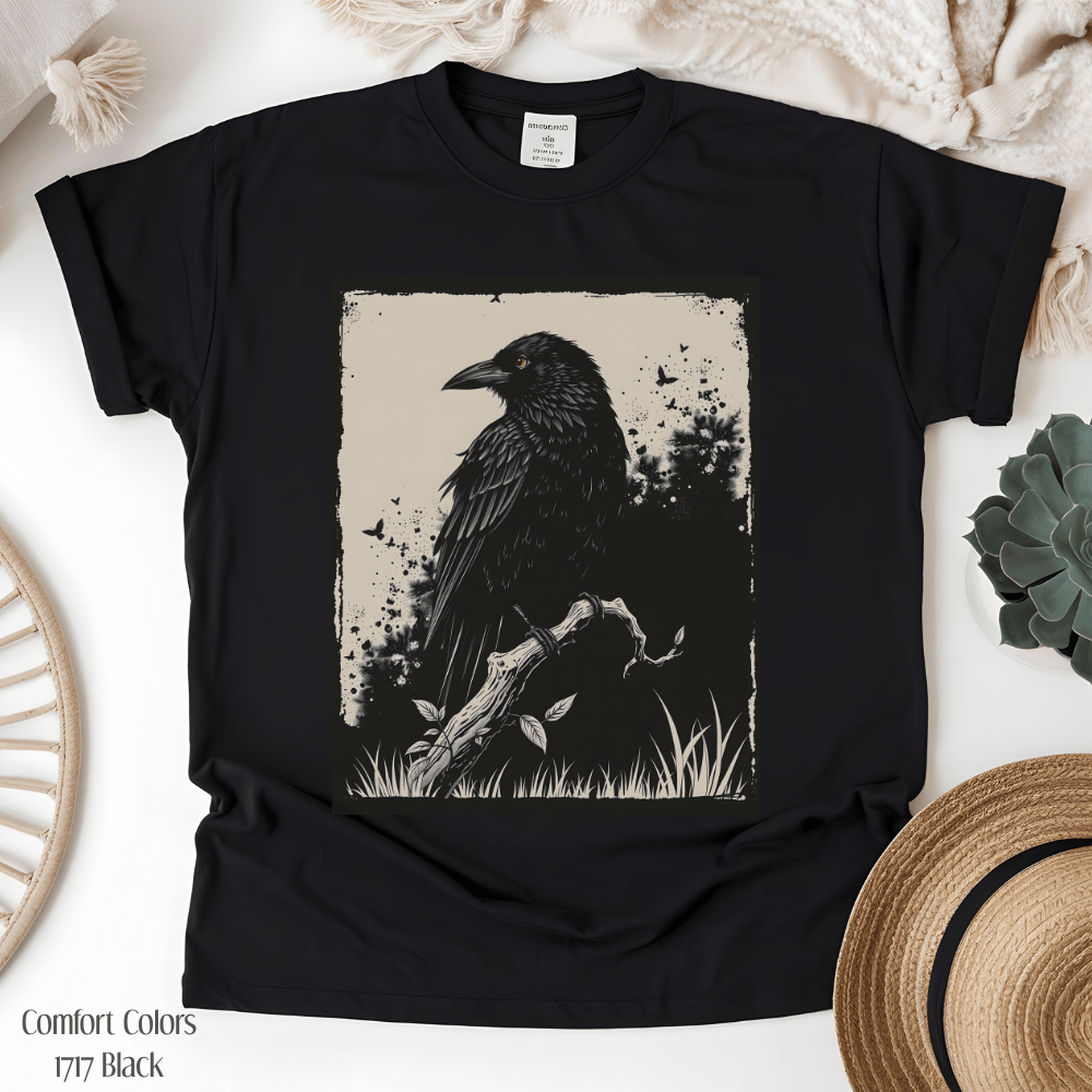 Gothic Raven Comfort Colors TShirt | Dark Academia Aesthetic Tee