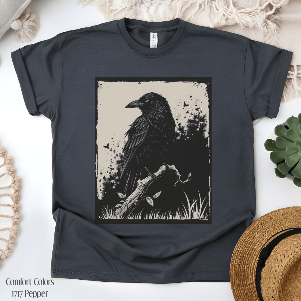 Gothic Raven Comfort Colors TShirt | Dark Academia Aesthetic Tee