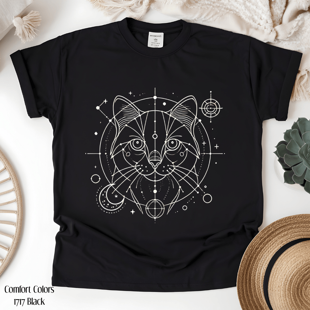 Cosmic Cat TShirt - Celestial Astrology Comfort Colors Graphic Tee