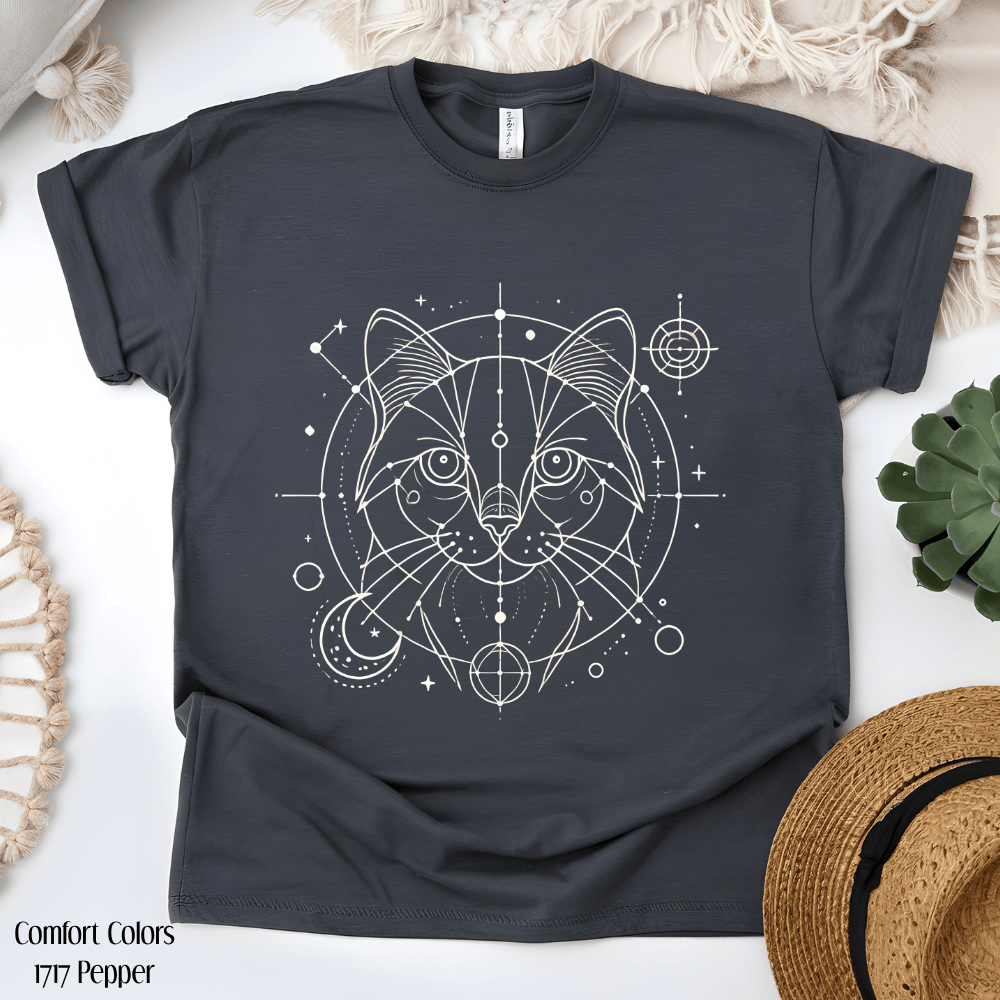 Cosmic Cat T-Shirt - Celestial Astrology Comfort Colors Graphic Tee