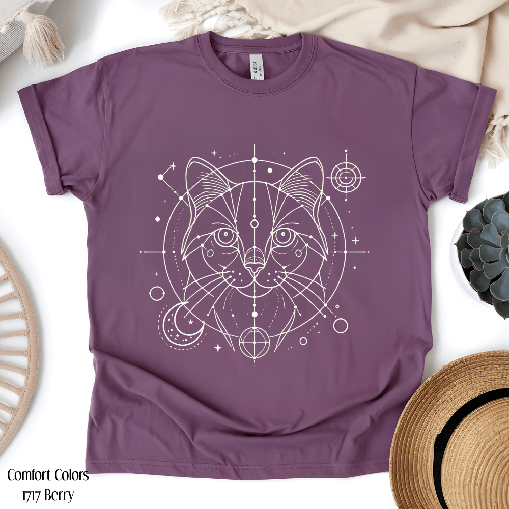 Cosmic Cat T-Shirt - Celestial Astrology Comfort Colors Graphic Tee