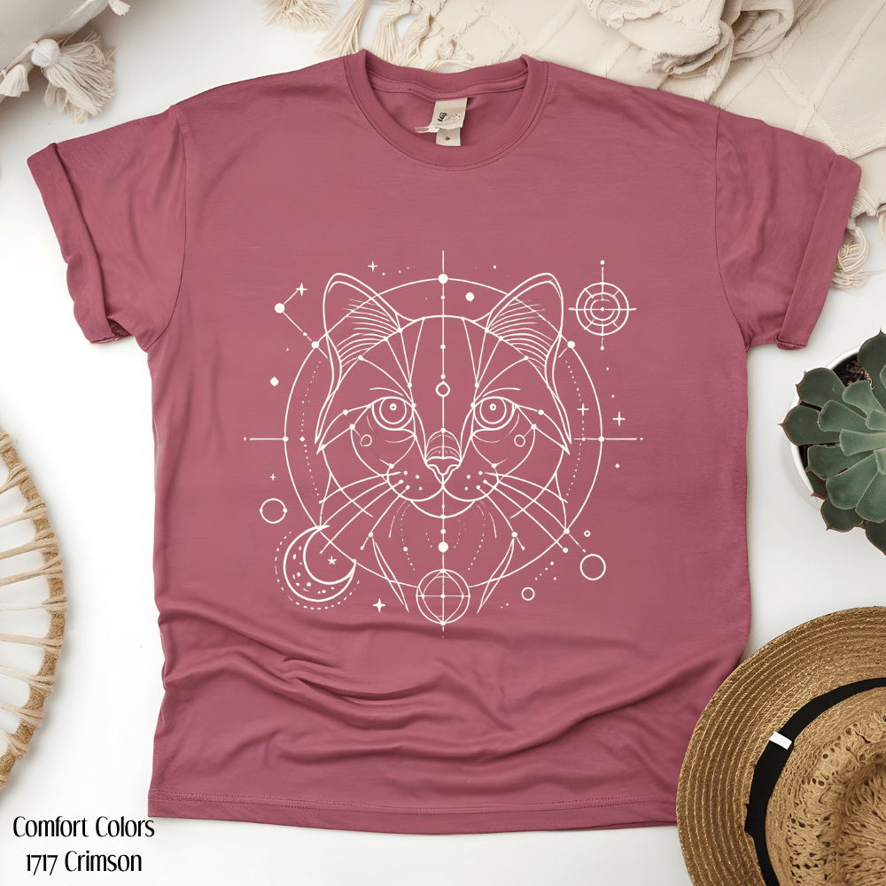 Cosmic Cat T-Shirt - Celestial Astrology Comfort Colors Graphic Tee