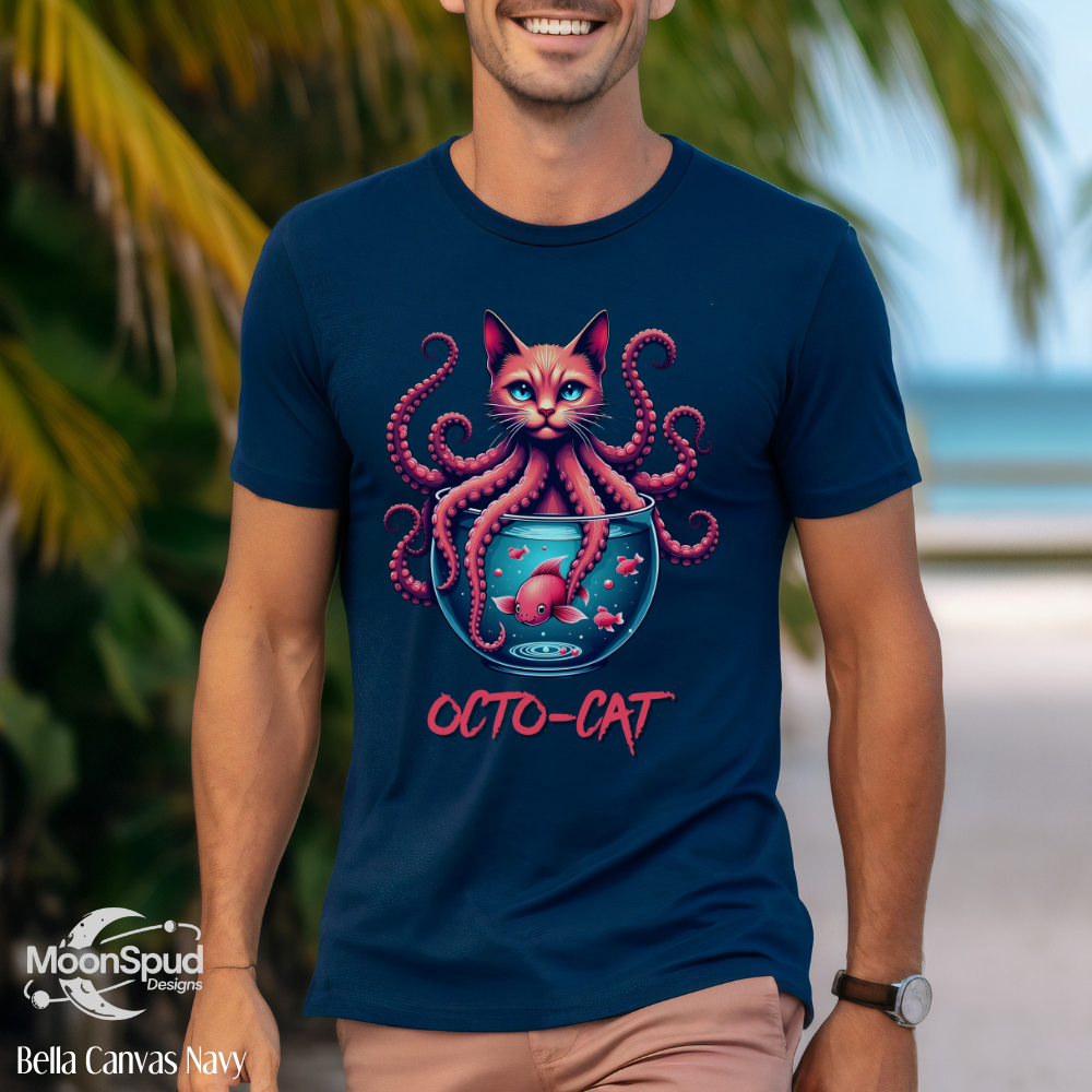 Creepy Cute Cat Octopus T-Shirt - Funny Hybrid Monster Tee for Halloween