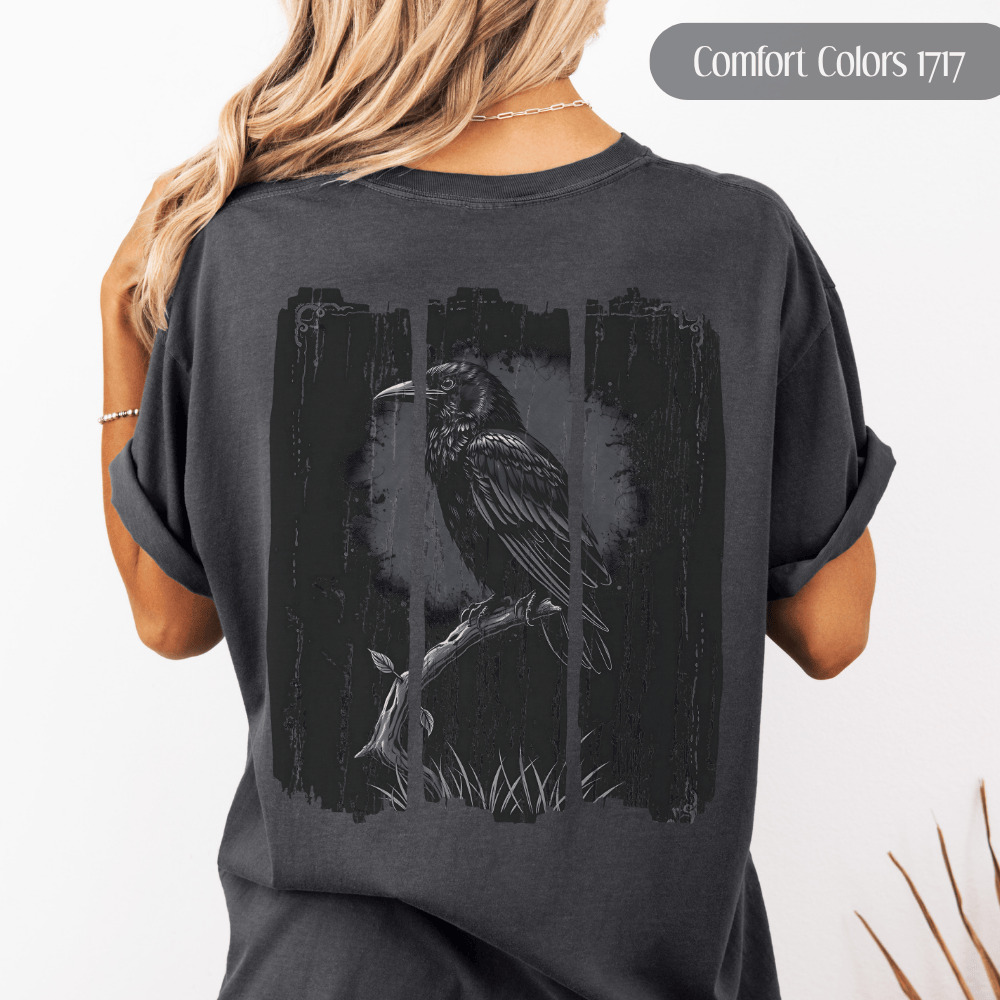 Raven Black Crow Brush Stroke Shirt - Comfort Colors Tee with Spooky Gothic Vibes