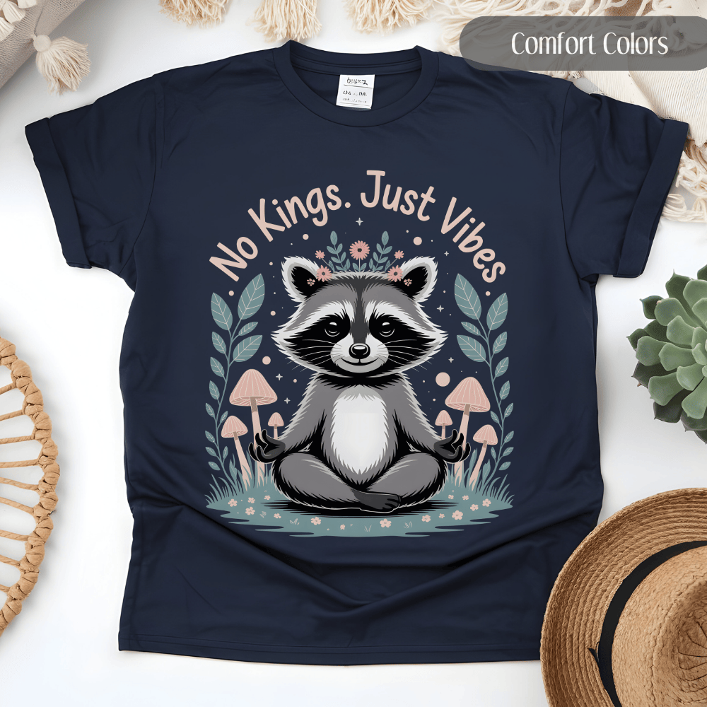 No Kings In America T-Shirt - Cute Raccoon Protest Tee