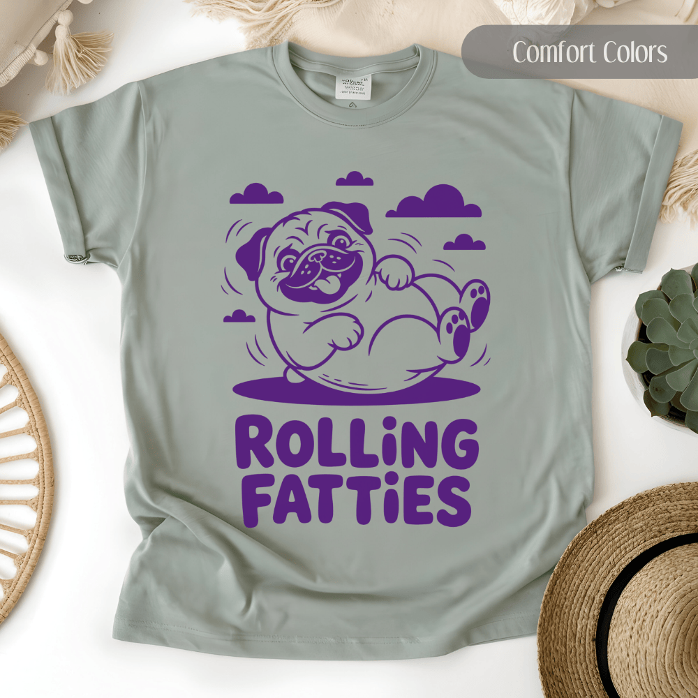 Comfort Colors Rolling Fatties Tee -  Funny Fat Dog Meme TShirt