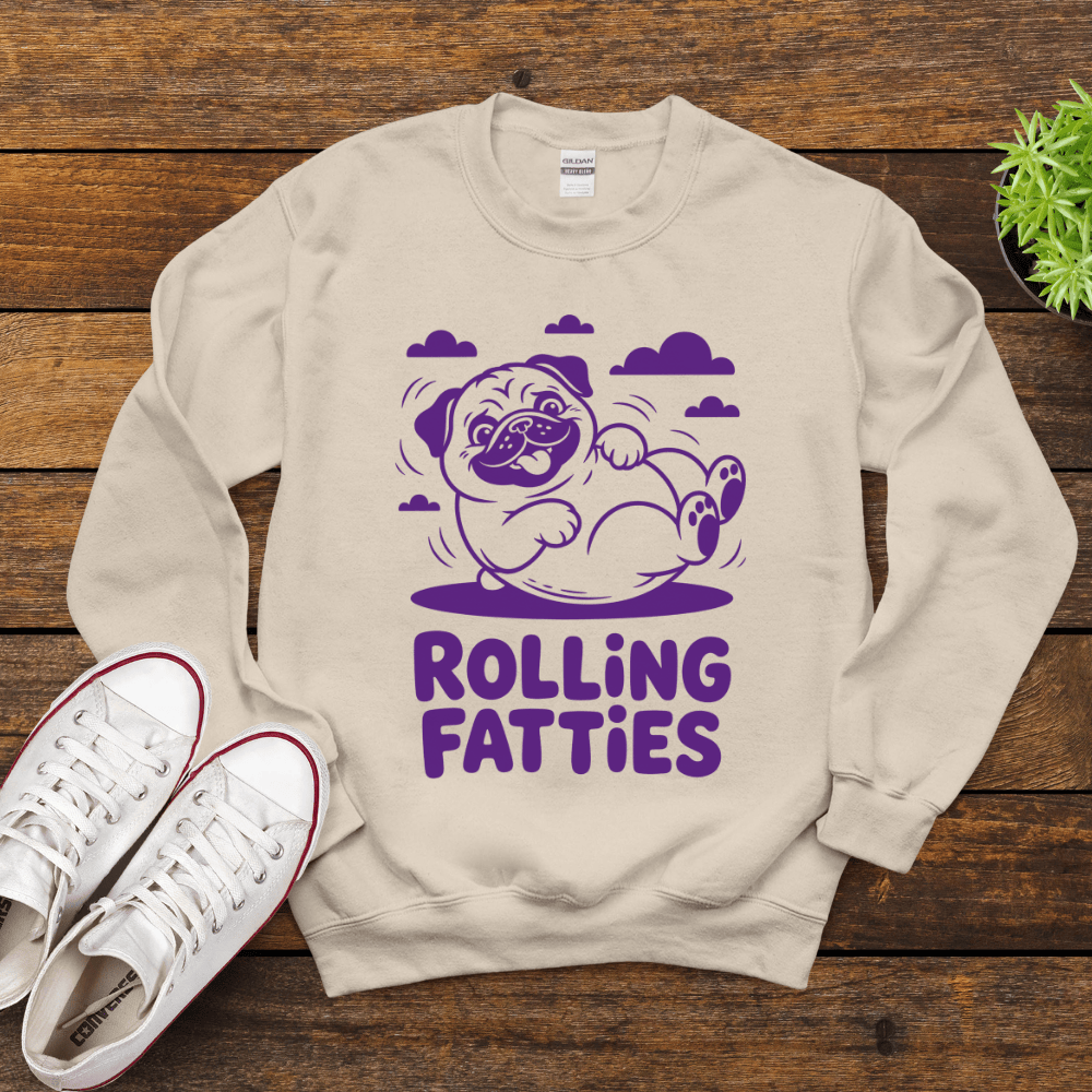 Rolling Fatties Funny Dog Sweatshirt - Stoner Pug Meme Crewneck