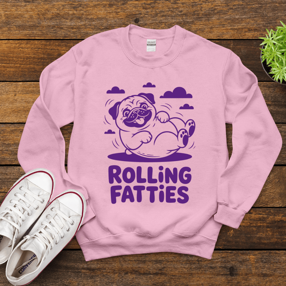 Rolling Fatties Funny Dog Sweatshirt - Stoner Pug Meme Crewneck