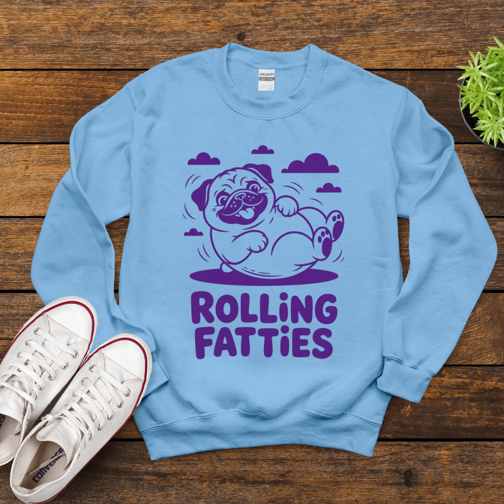 Rolling Fatties Funny Dog Sweatshirt - Stoner Pug Meme Crewneck