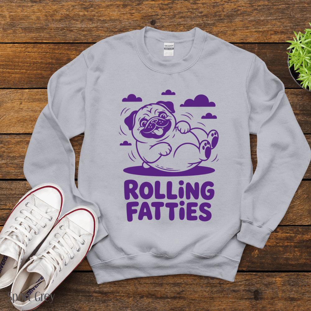 Rolling Fatties Funny Dog Sweatshirt - Stoner Pug Meme Crewneck
