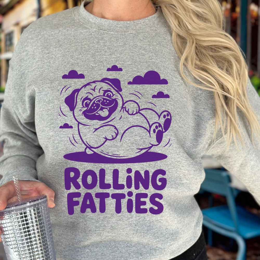 Rolling Fatties Funny Dog Sweatshirt - Stoner Pug Meme Crewneck