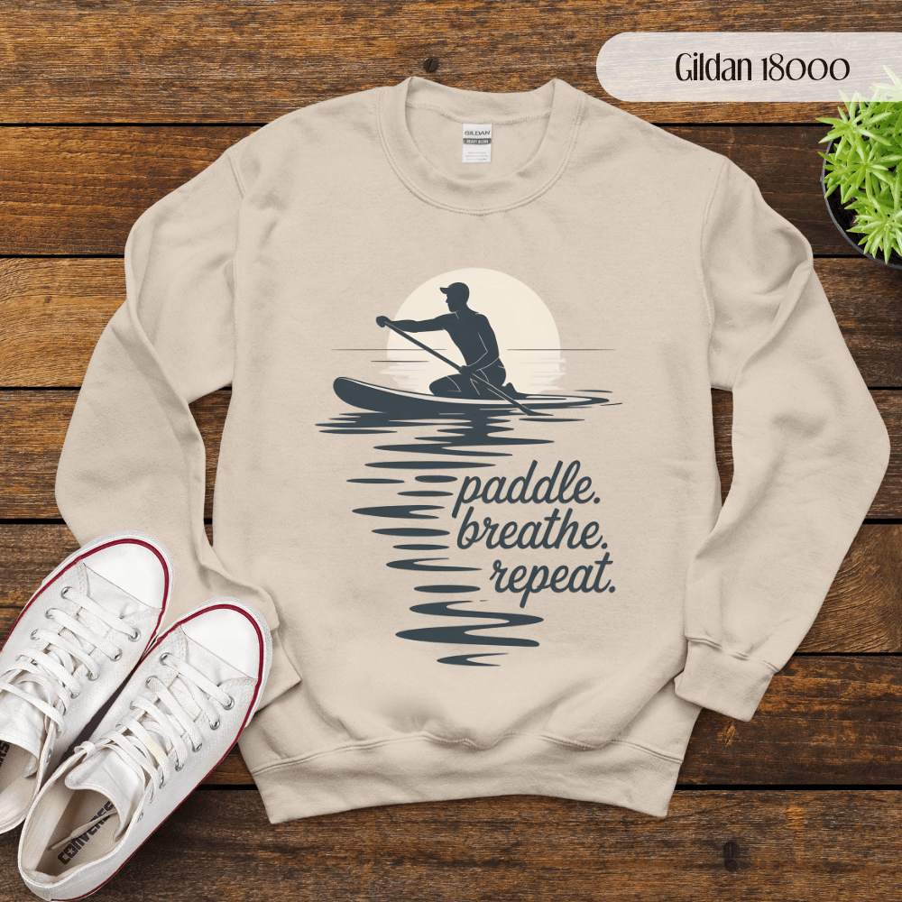 Paddle, Breathe, Repeat Sweatshirt - Paddleboarding SUP Crew Neck