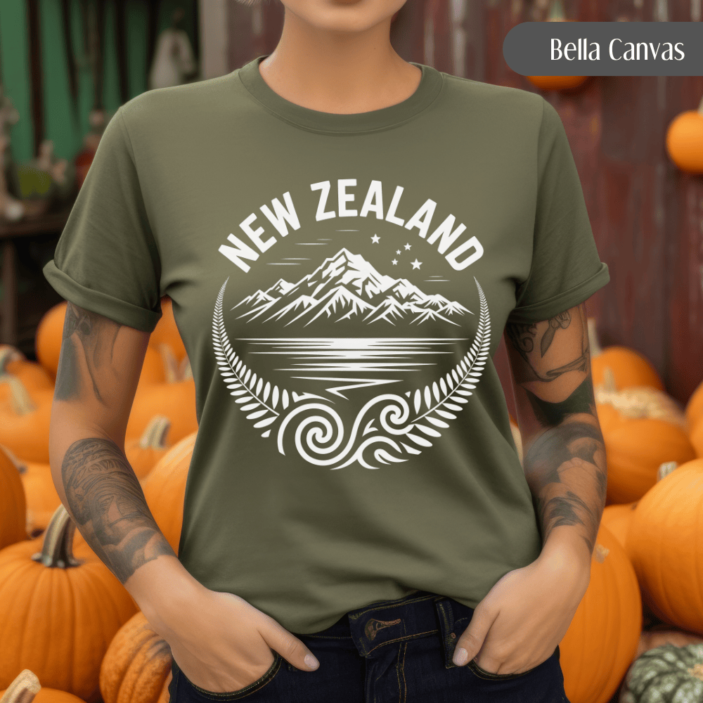 New Zealand Shirt - Maori Aotearoa Tee with Silver Fern