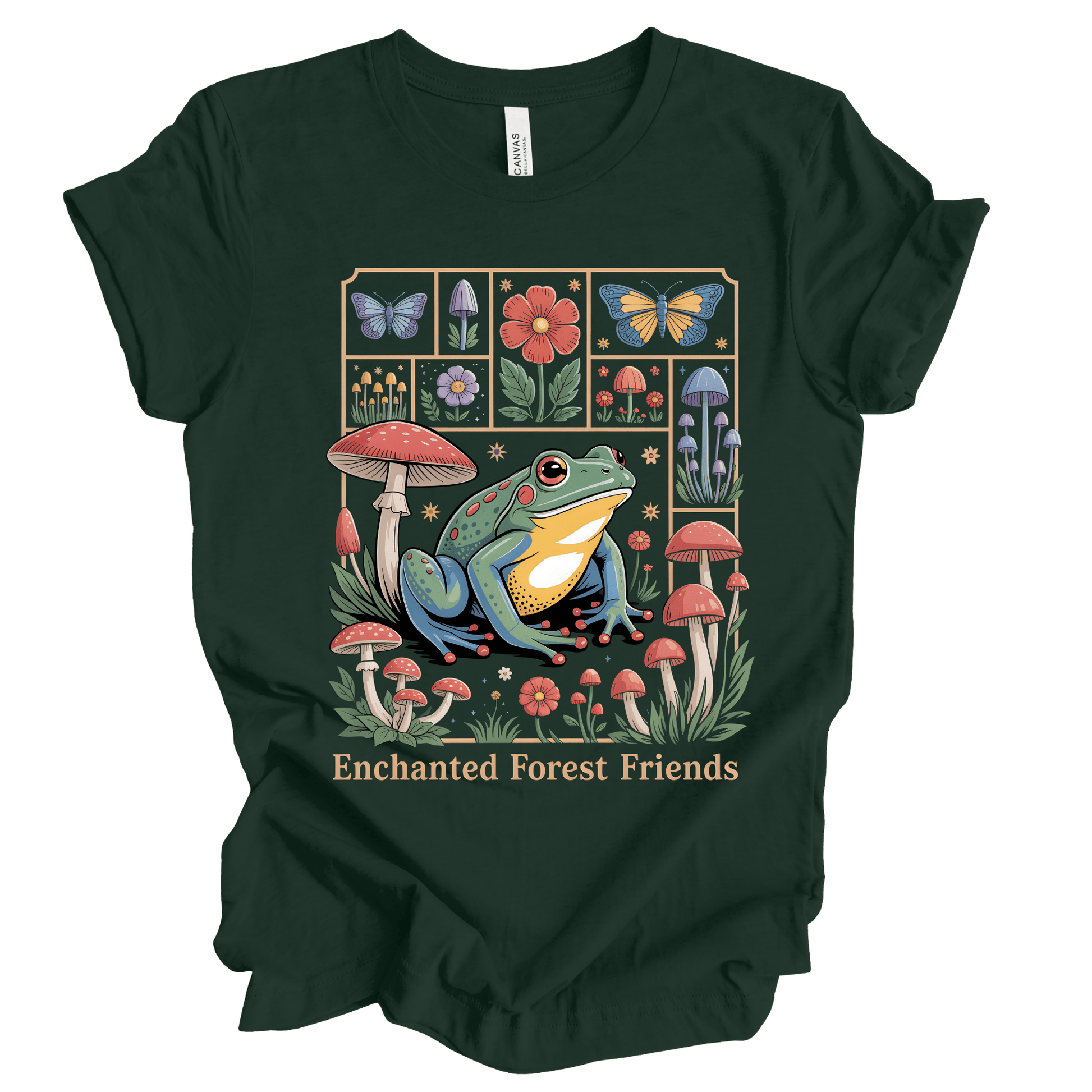Cottagecore Frog T-Shirt - Enchanted Forest Nature Aesthetic Bella Canvas 3001