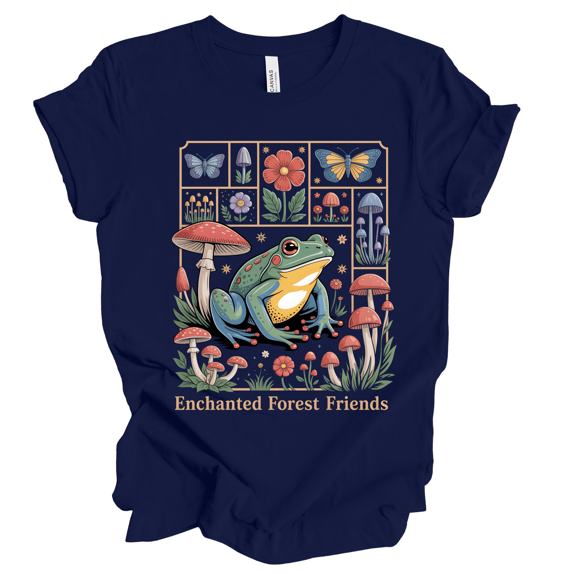 Cottagecore Frog T-Shirt - Enchanted Forest Nature Aesthetic Bella Canvas 3001