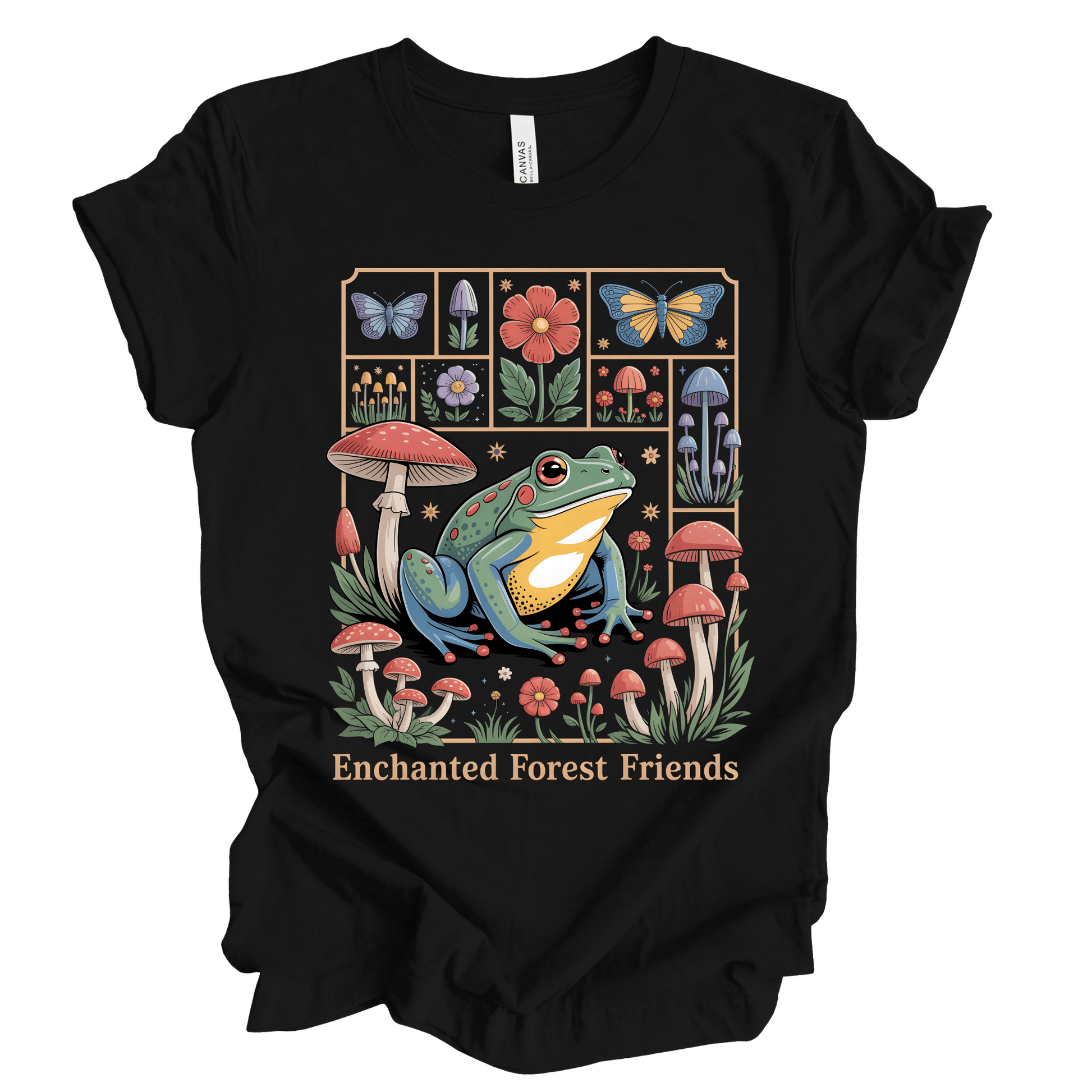 Cottagecore Frog T-Shirt - Enchanted Forest Nature Aesthetic Bella Canvas 3001