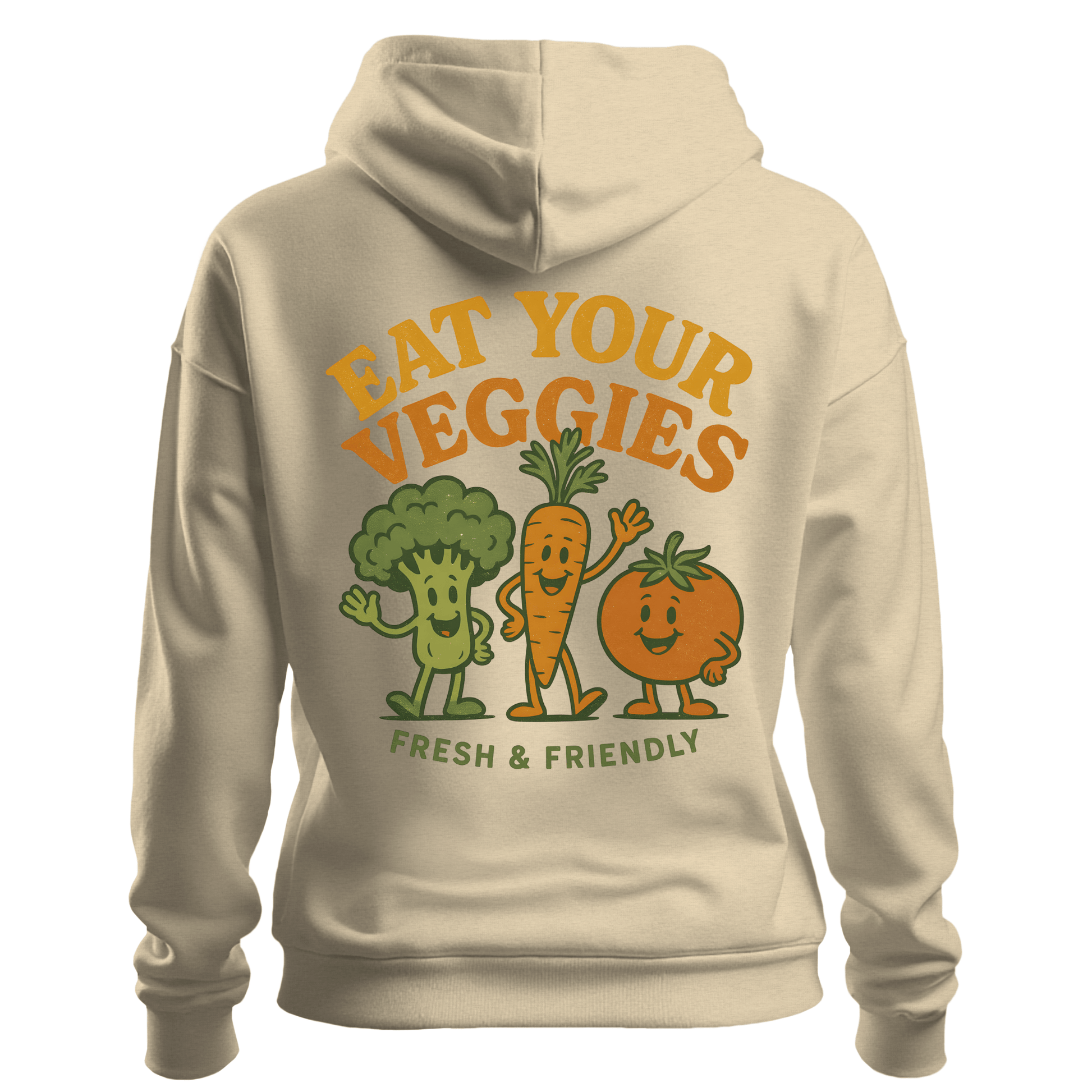 Retro Eat Your Veggies Hoodie - Vegan Vegetarian Gildan 18500 Unisex Pullover
