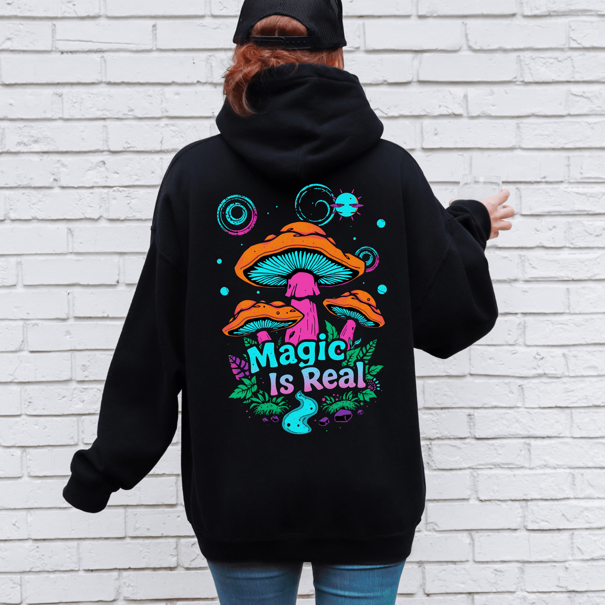 Mushroom Magical Forest Hoodie - Trippy Gildan 18500 Pullover