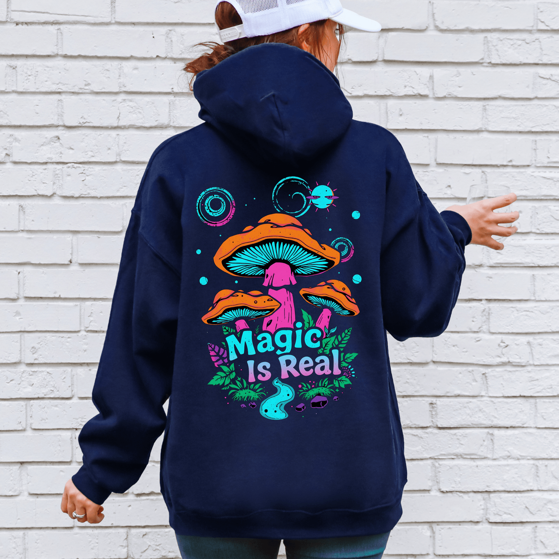 Mushroom Magical Forest Hoodie - Trippy Gildan 18500 Pullover