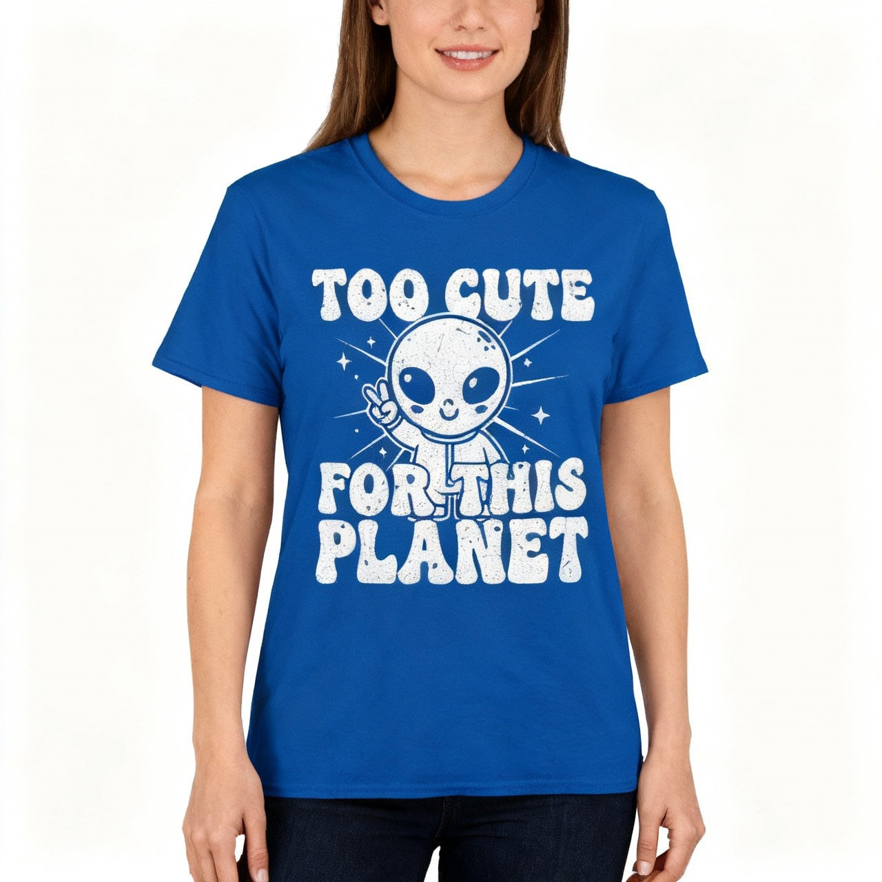 Too Cute For This Planet Alien TShirt | Funny Outer Space UFO Graphic Tee