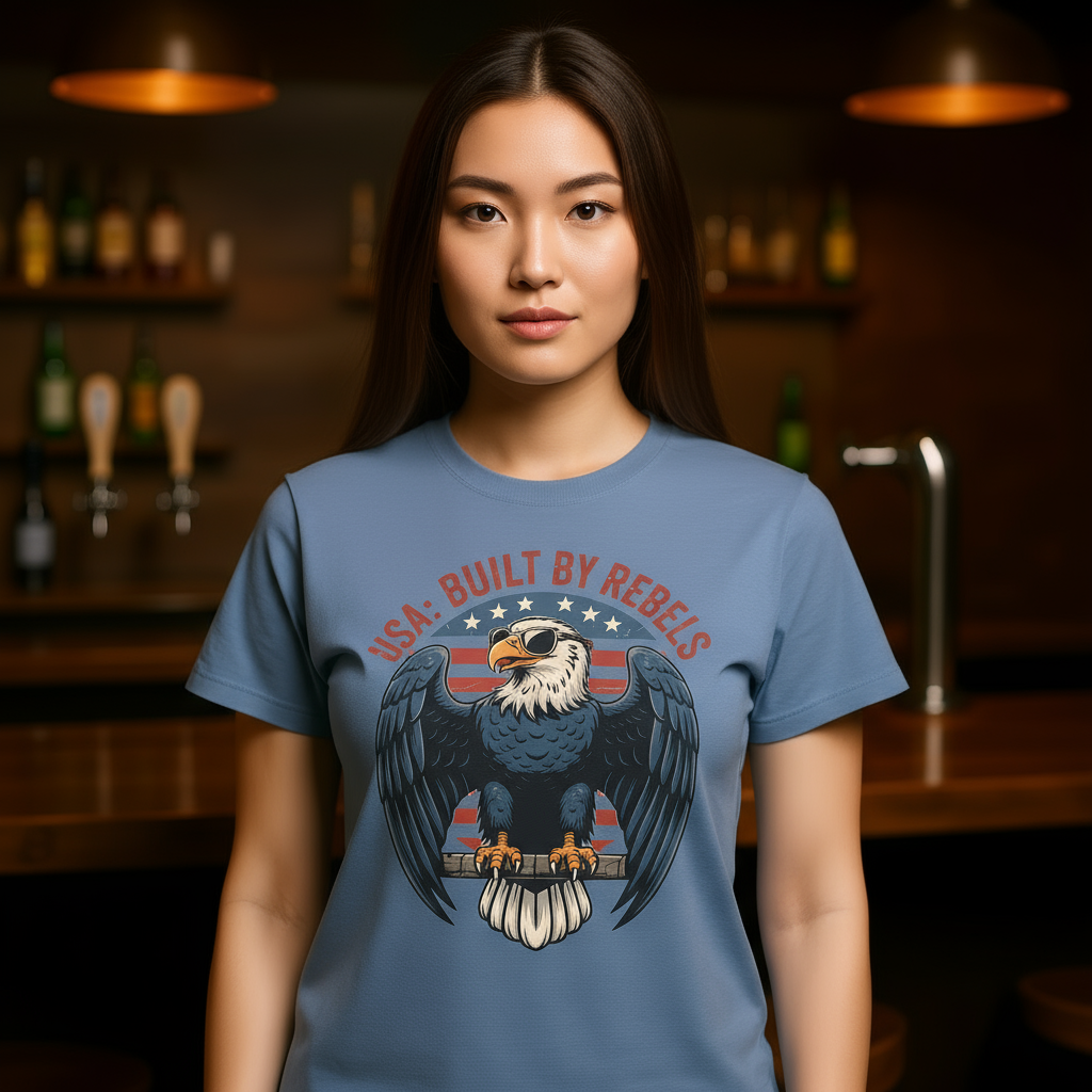 USA 4th of July T-Shirt Patriotic American Eagle Graphic Tee Independence Day 1776