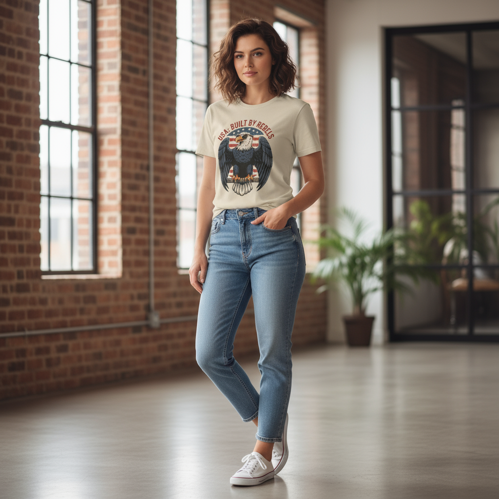 USA 4th of July T-Shirt Patriotic American Eagle Graphic Tee Independence Day 1776