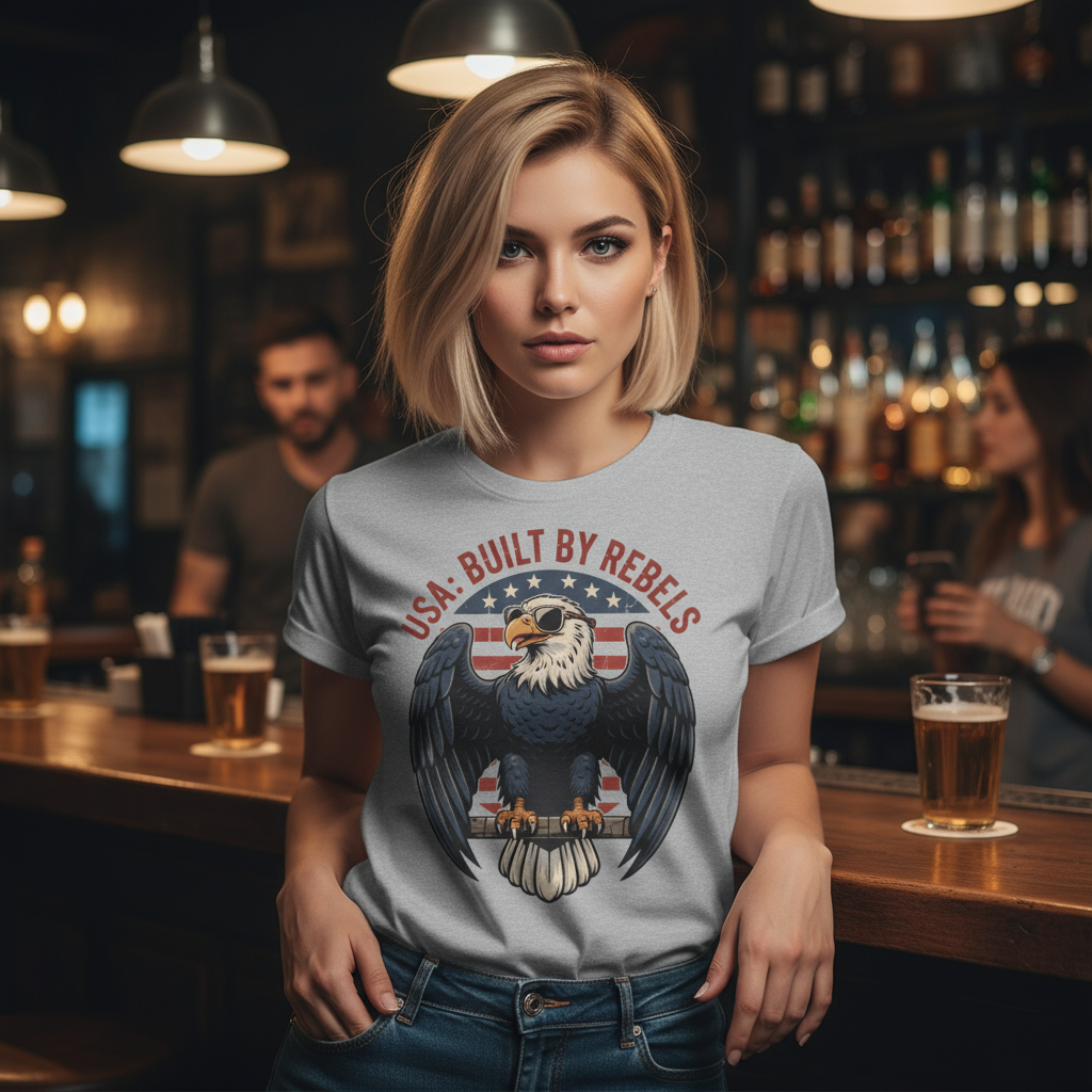 USA 4th of July T-Shirt Patriotic American Eagle Graphic Tee Independence Day 1776