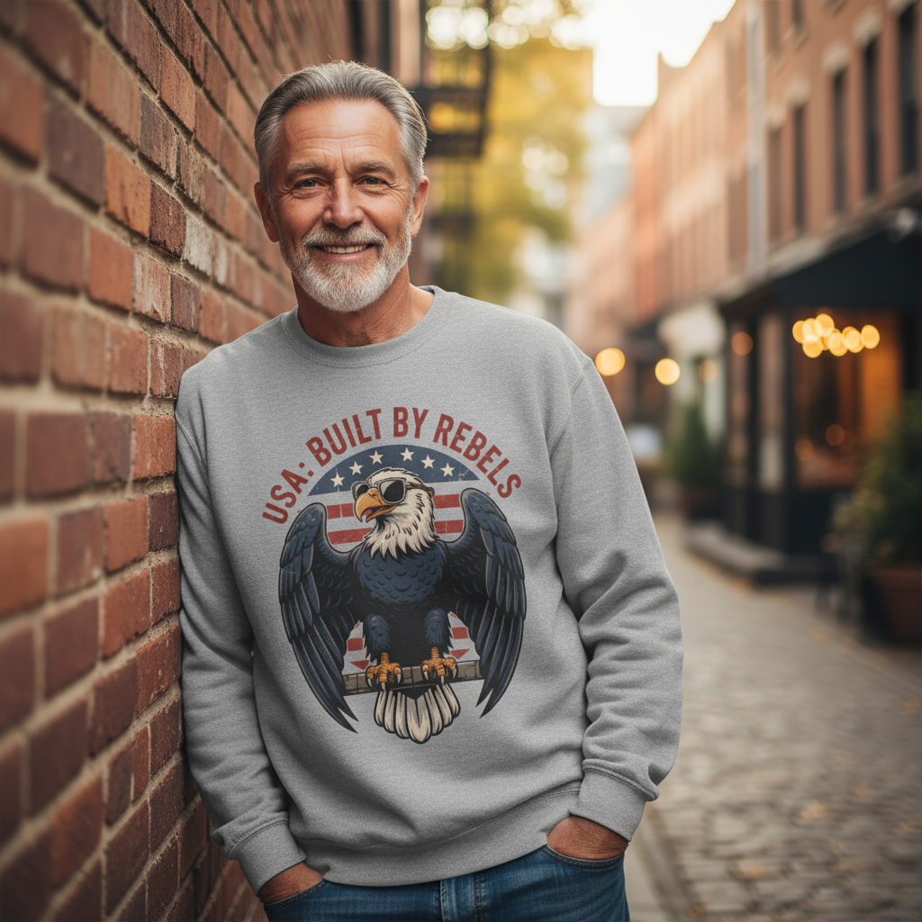 Patriotic 4th of July Sweatshirt USA Eagle Pullover Liberty 1776 Gildan 18000